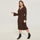 Shein Plus Solid V-neck Sweater Dress
