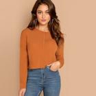 Shein Press Buttoned Solid Tee