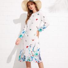 Shein Graphic Print Zip Up Side Dress
