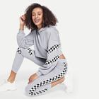 Shein Plaid Panel Hooded Top With Drawstring Pants