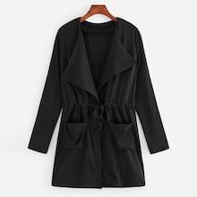 Shein Drawstring Waist Solid Coat