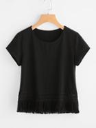 Shein Fringe Lace Trim T-shirt