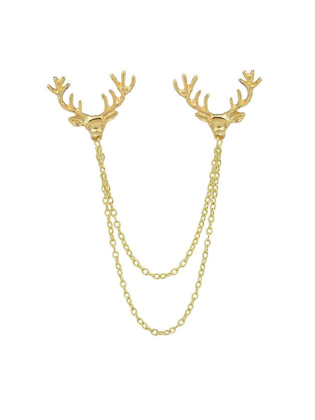 Shein Gold Tie Clips Silver Gold-color Metal Deer Head Brooches
