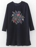 Shein Ruffle Hem Embroidered Dress With Sequin Detail