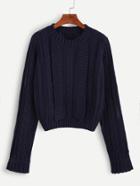 Shein Navy Hollow Out Cable Knit Sweater