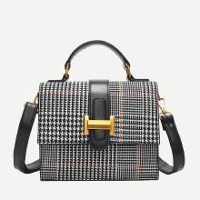 Shein Plaid Detail Metal Shoulder Bag