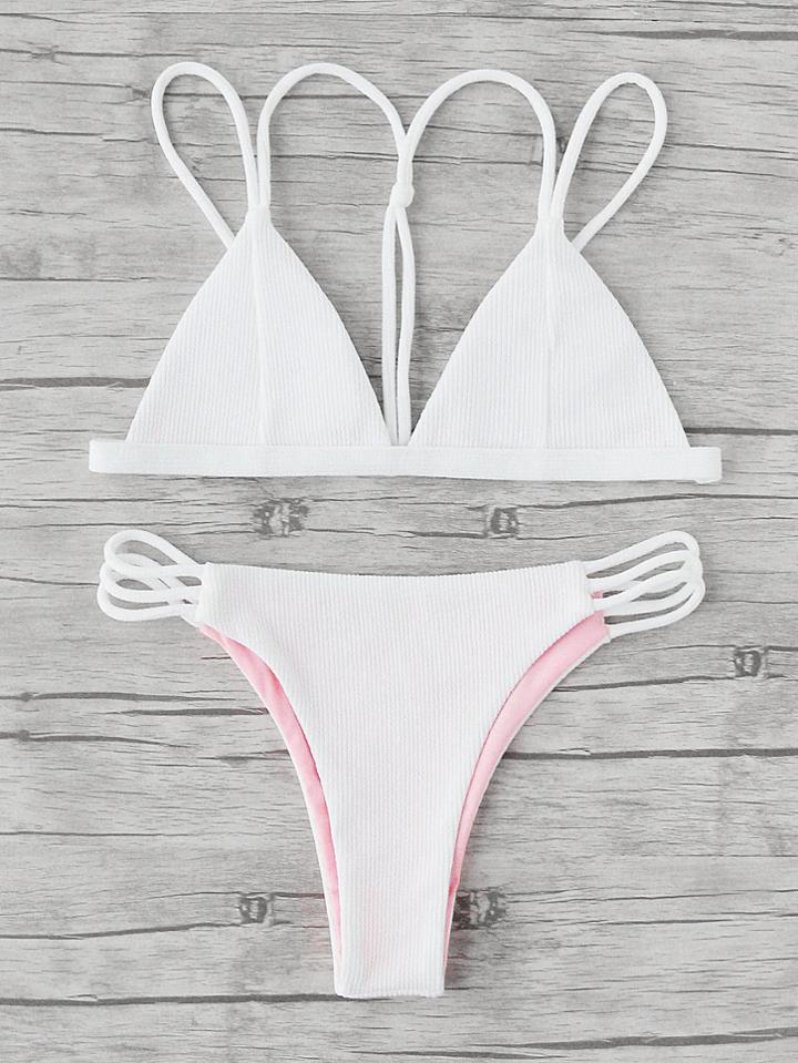 Shein Ladder Cutout Ribbed Bikini Set