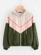 Shein Cut And Sew Tipping Detail Windbreaker Jacket