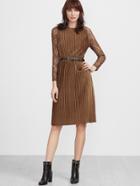 Shein Contrast Lace Raglan Sleeve Pleated Dress With Belt