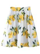 Shein Multicolor High Waist Zipper Side Lemon Print Skirt