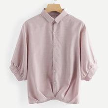 Shein Plus Single-breasted Solid Blouse