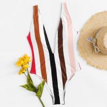 Shein Deep-v Striped Swimsuit