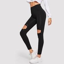 Shein Cut-out Contrast Lace Leggings
