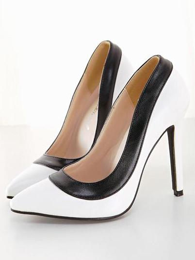 Shein White Contrast Pointy Stiletto Heels