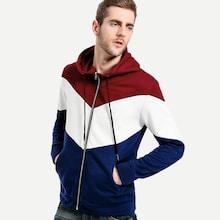 Shein Men Color Block Hooded Jacket
