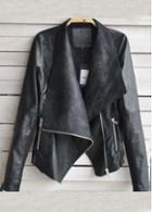 Rosewe Zipper Closuer Long Sleeve Black Jacket