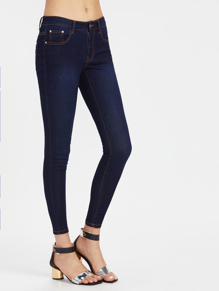Shein Topstitch Skinny Jeans