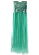 Rosewe Strapless Sequin Embellished Mint Green Maxi Dress
