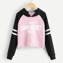 Shein Girls Raglan Sleeve Letter Print Hoodie