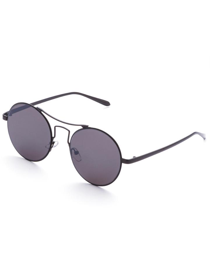 Shein Black Frame Grey Lens Round Retro Sunglasses