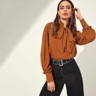 Shein Frill Detail Tied Neck Blouse