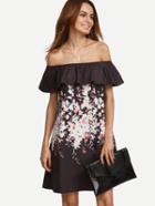 Shein Multicolor Floral Ruffle Off The Shoulder Dress