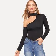 Shein Asymmetrical Neck Skinny Tee