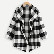 Shein Plus Plaid Waterfall Coat