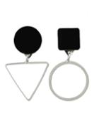 Shein Silver Triangle Round Stud Earrings