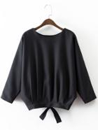 Shein Batwing Sleeve Bow Tie Detail Wrap Back Blouse