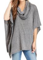 Rosewe Grey Cloak Design Asymmetric Loose Sweater