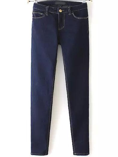 Shein Navy Pockets Slim Denim Pant