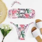 Shein Flamingo Print Knot Front Bikini Set