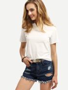 Shein V-cut Neck Plain T-shirt