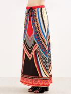 Shein Tribal Print Drawstring Waist Maxi Skirt