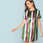 Shein Cut And Sew Sequin Tunic Dress
