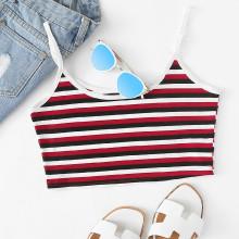 Shein Rib Knit Striped Crop Cami Top