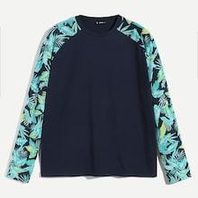 Shein Men Raglan Sleeve Plants Print Tee