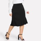 Shein Plus Solid Ruffle Hem Skirt