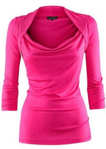 Rosewe Catching Three Quarter Sleeve T Shirt With Cowl Neck