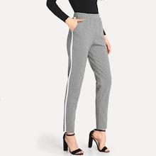 Shein Elastic Waist Slant Pocket Striped Pants