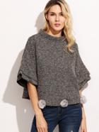 Shein Pom Pom Detail Poncho Coat