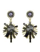 Shein Black Vintage Style Rhinestone Snowflake Shape Women Hanging Stud Earrings