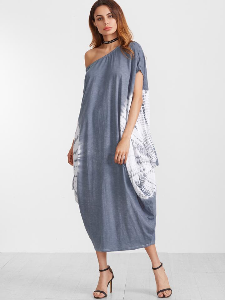 Shein Tie-dye Print Batwing Shift Dress