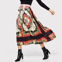 Shein Self Tie Scarf Print Skirt