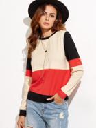 Shein Color Block Round Neck Sweatshirt