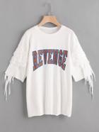 Shein Wing Applique Letter Print Tee