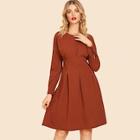 Shein 80s Solid Fit & Flare Dress