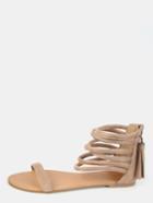 Shein Open Toe Tassel Sandals Taupe