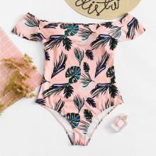 Shein Plus Palm Print Swimsuit
